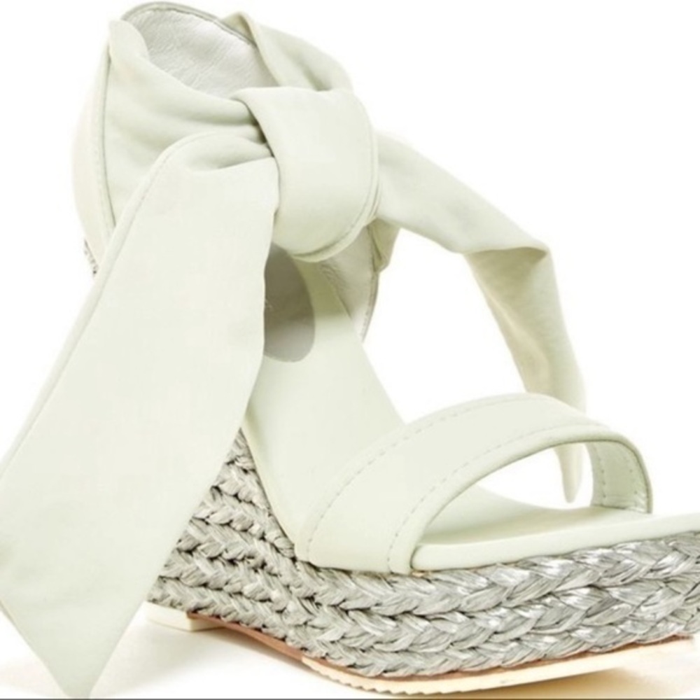 Donald J Pliner fabric ankle tie platform wedge